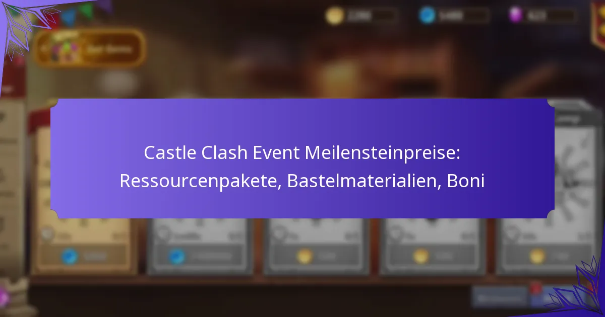 Castle Clash Event Meilensteinpreise: Ressourcenpakete, Bastelmaterialien, Boni