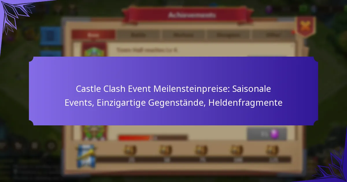 Castle Clash Event Meilensteinpreise: Saisonale Events, Einzigartige Gegenstände, Heldenfragmente