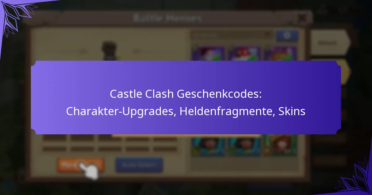 Castle Clash Geschenkcodes: Charakter-Upgrades, Heldenfragmente, Skins
