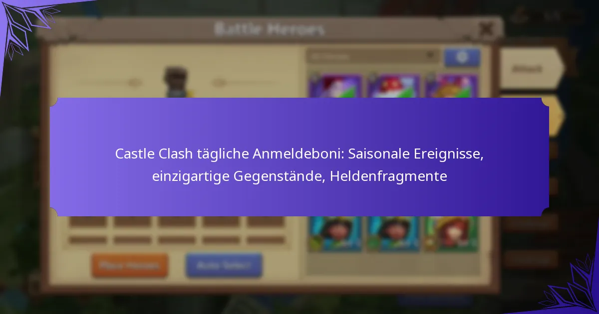 Castle Clash tägliche Anmeldeboni: Saisonale Ereignisse, einzigartige Gegenstände, Heldenfragmente
