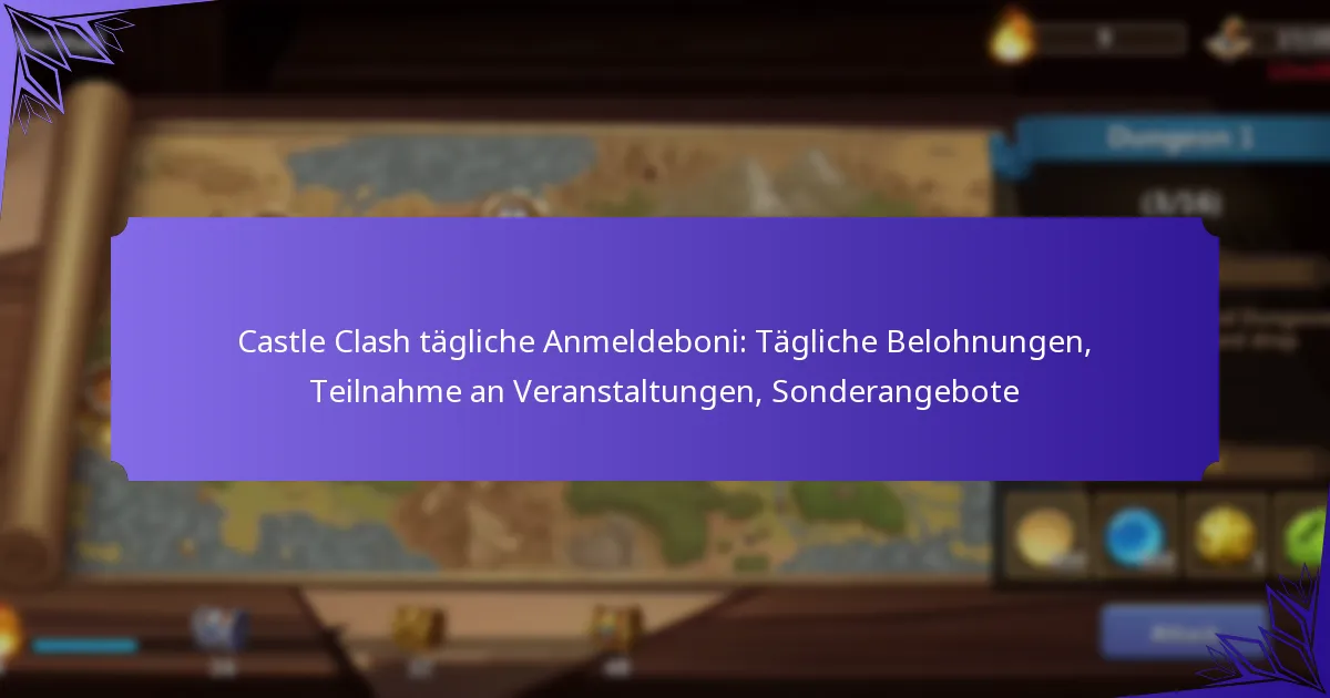 Castle Clash tägliche Anmeldeboni: Tägliche Belohnungen, Teilnahme an Veranstaltungen, Sonderangebote