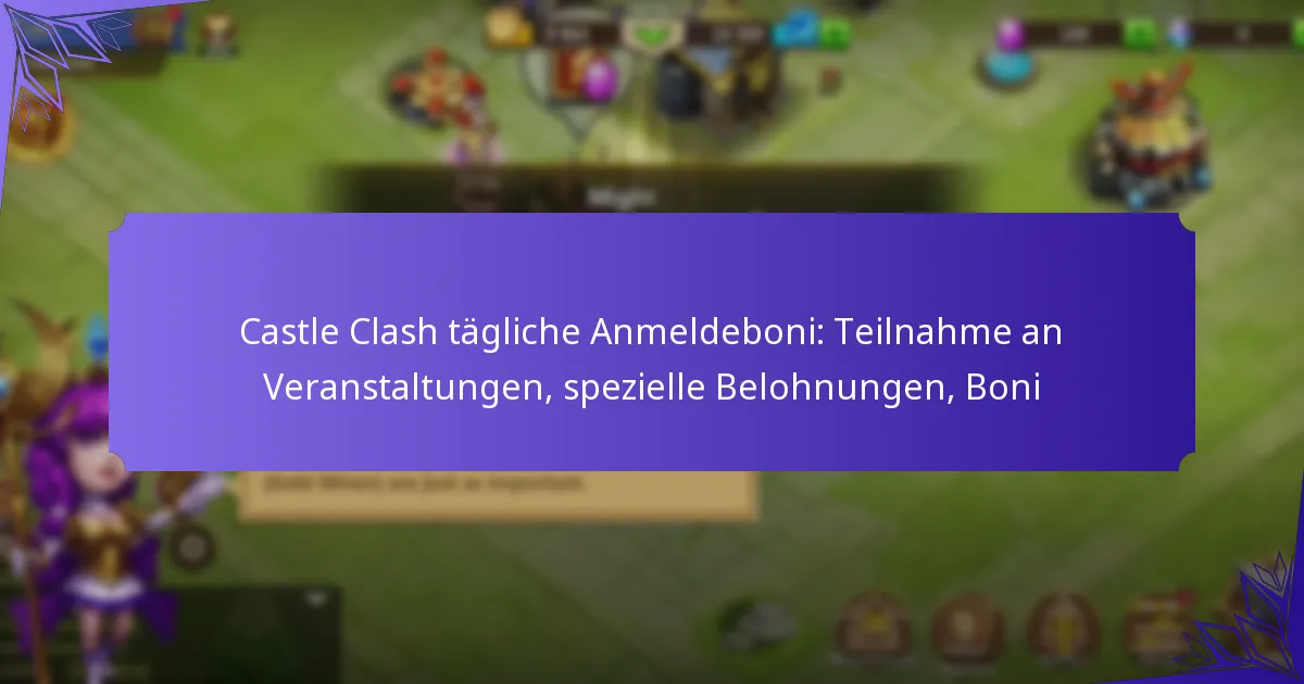 Castle Clash tägliche Anmeldeboni: Teilnahme an Veranstaltungen, spezielle Belohnungen, Boni