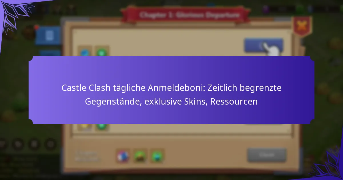 Castle Clash tägliche Anmeldeboni: Zeitlich begrenzte Gegenstände, exklusive Skins, Ressourcen